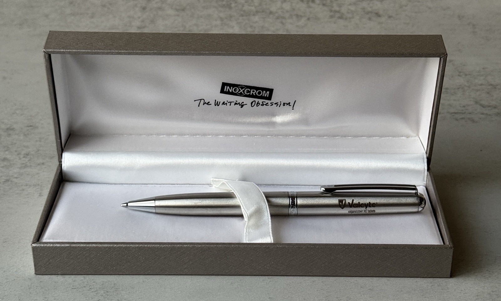 Valcyte Pharmaceutical Advertisement Ball Point Pen Silver 2004