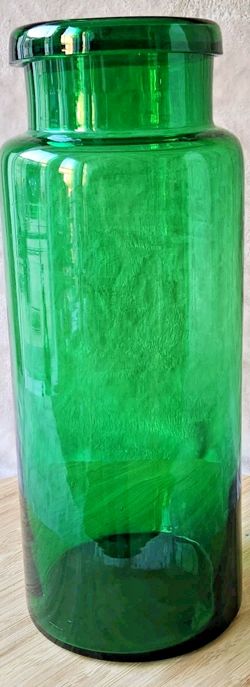 Vintage Large Glass Pharmacy Jar 3 Liters Green Color Ref No 2 Collection