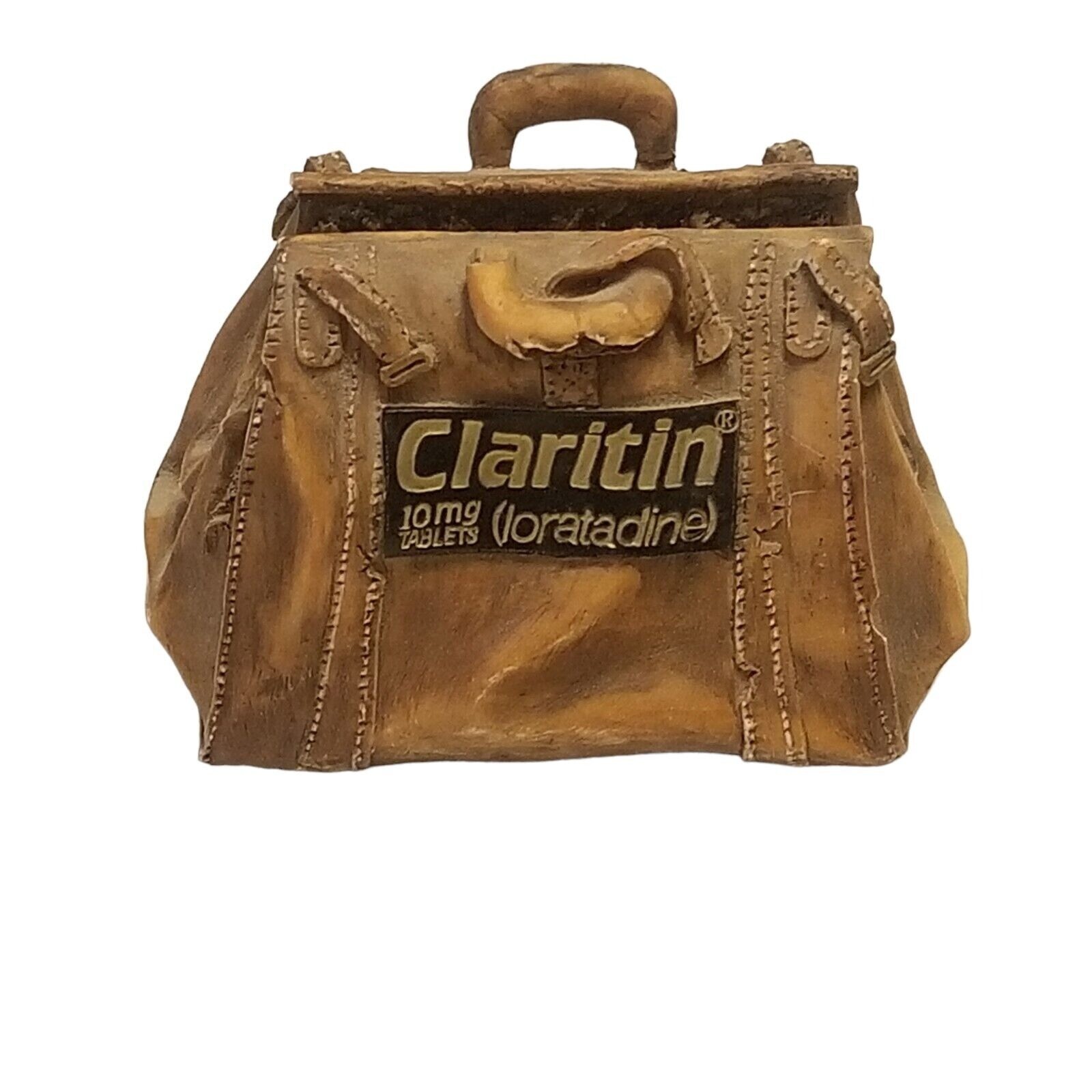 CLARITIN Business Card Holder Advertising Desk Decor Dr Bag Signed S.S. Sarna