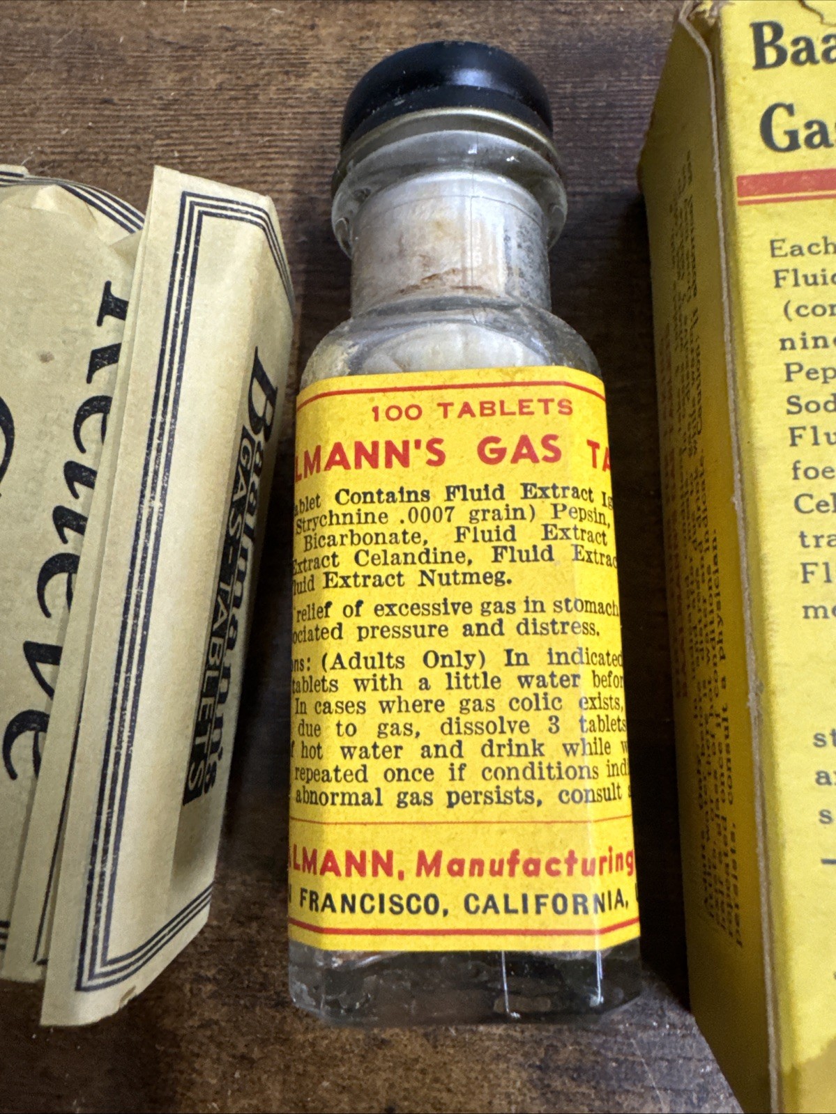 VINTAGE BAALMANN’S Gas Tablets Drugstore Apothecary MCM Medicine Pills Drugs