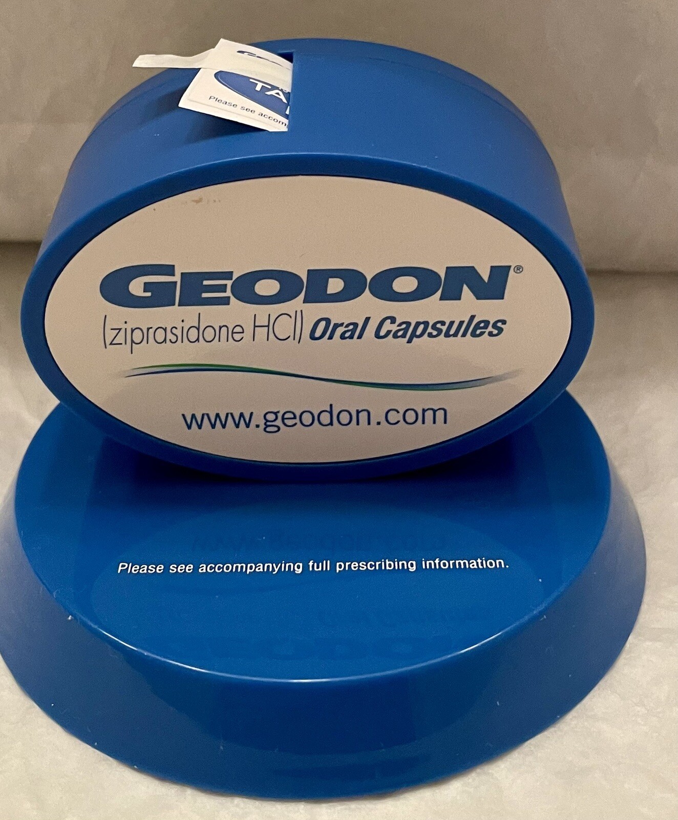 VTG GEODAN 2006 BLUE STICKER DISPENSER/PAPERWEIGHT Pharma Advertising Rep Logo