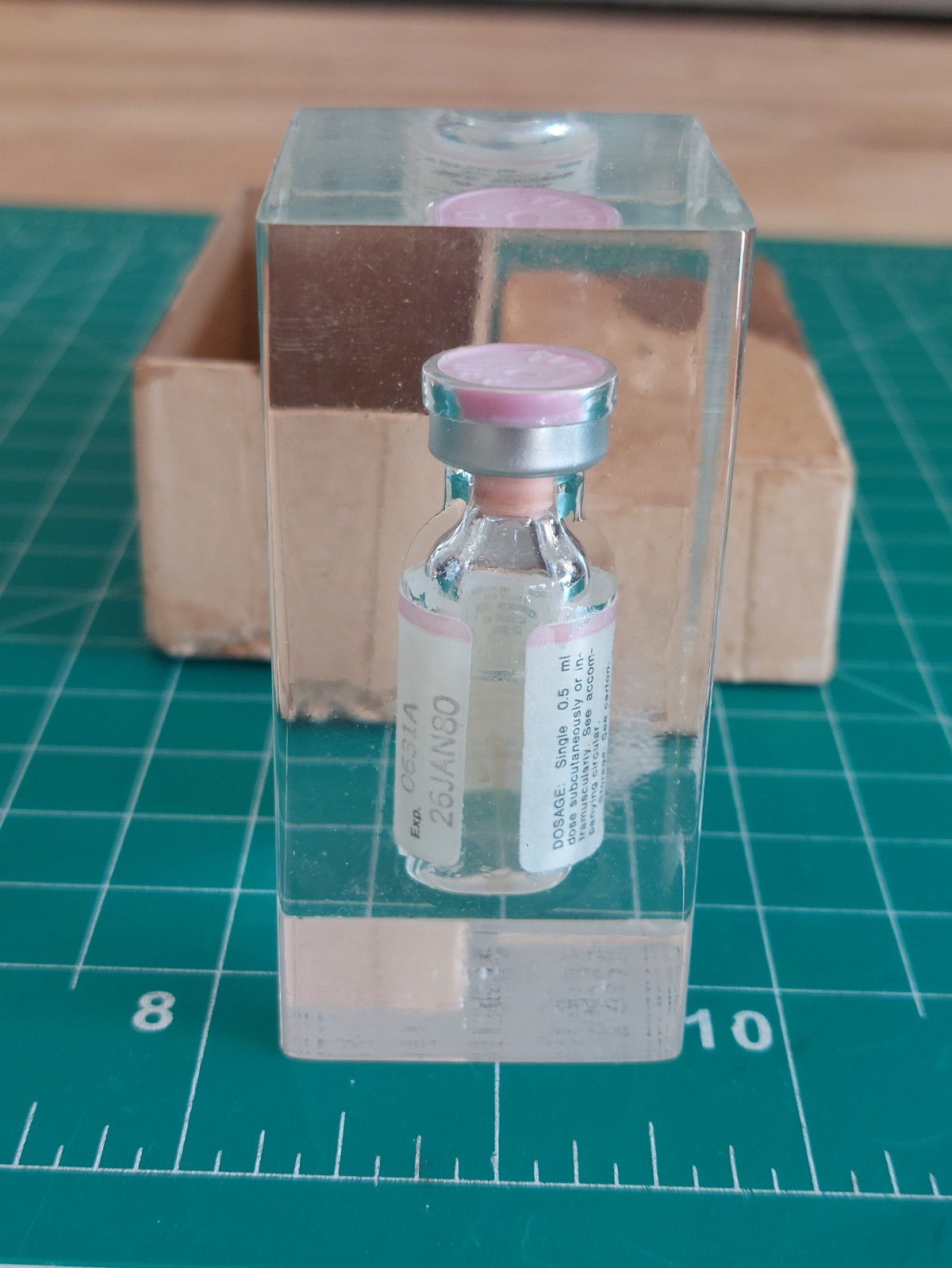 Vintage Acrylic Lucite Encased Advertising Paperweight MERCK DISPLAY ONLY Pneumo
