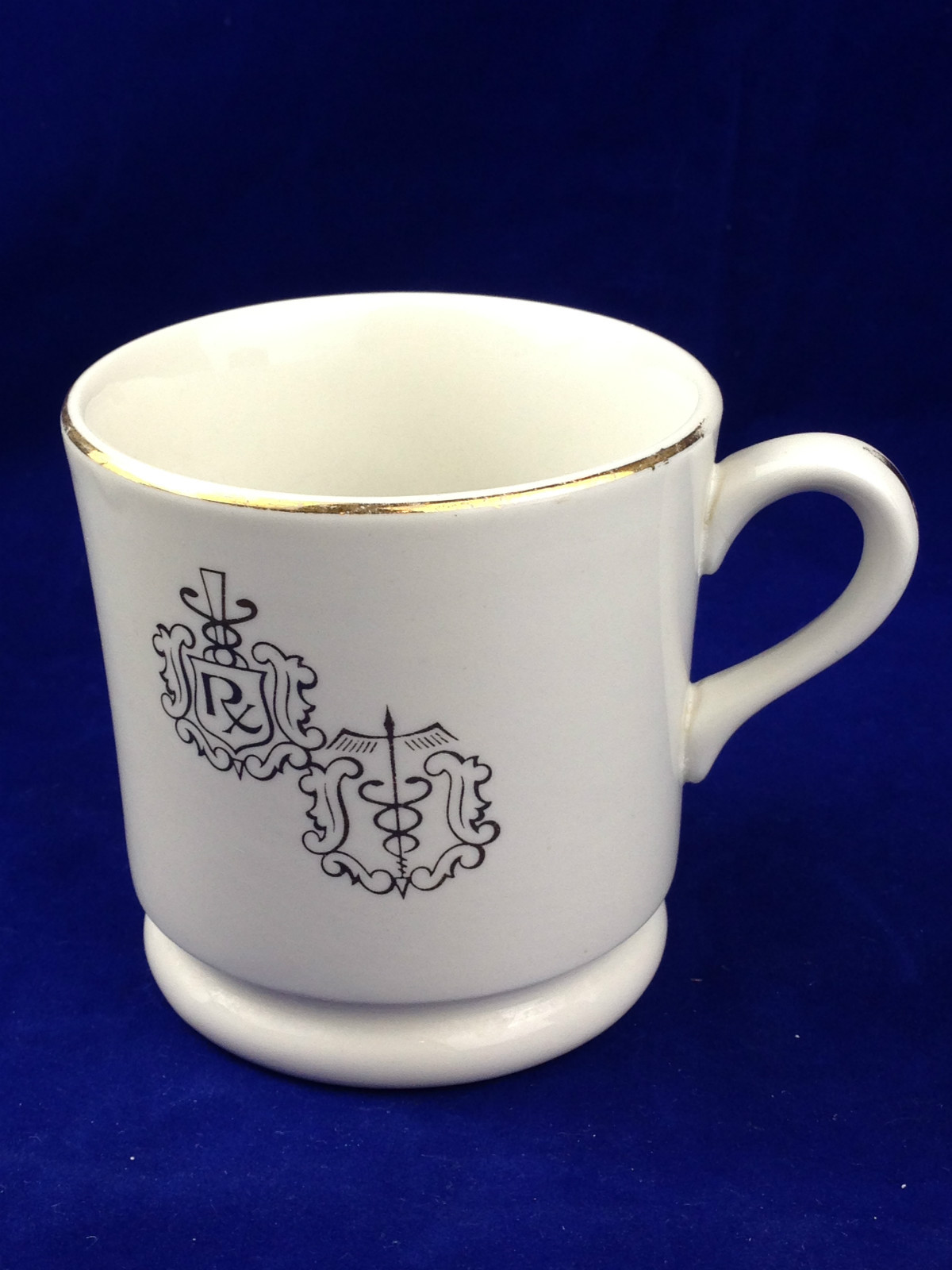 Pharmacy or medical symbol coffee cup owens illinois Caduceus icon porcelain mug