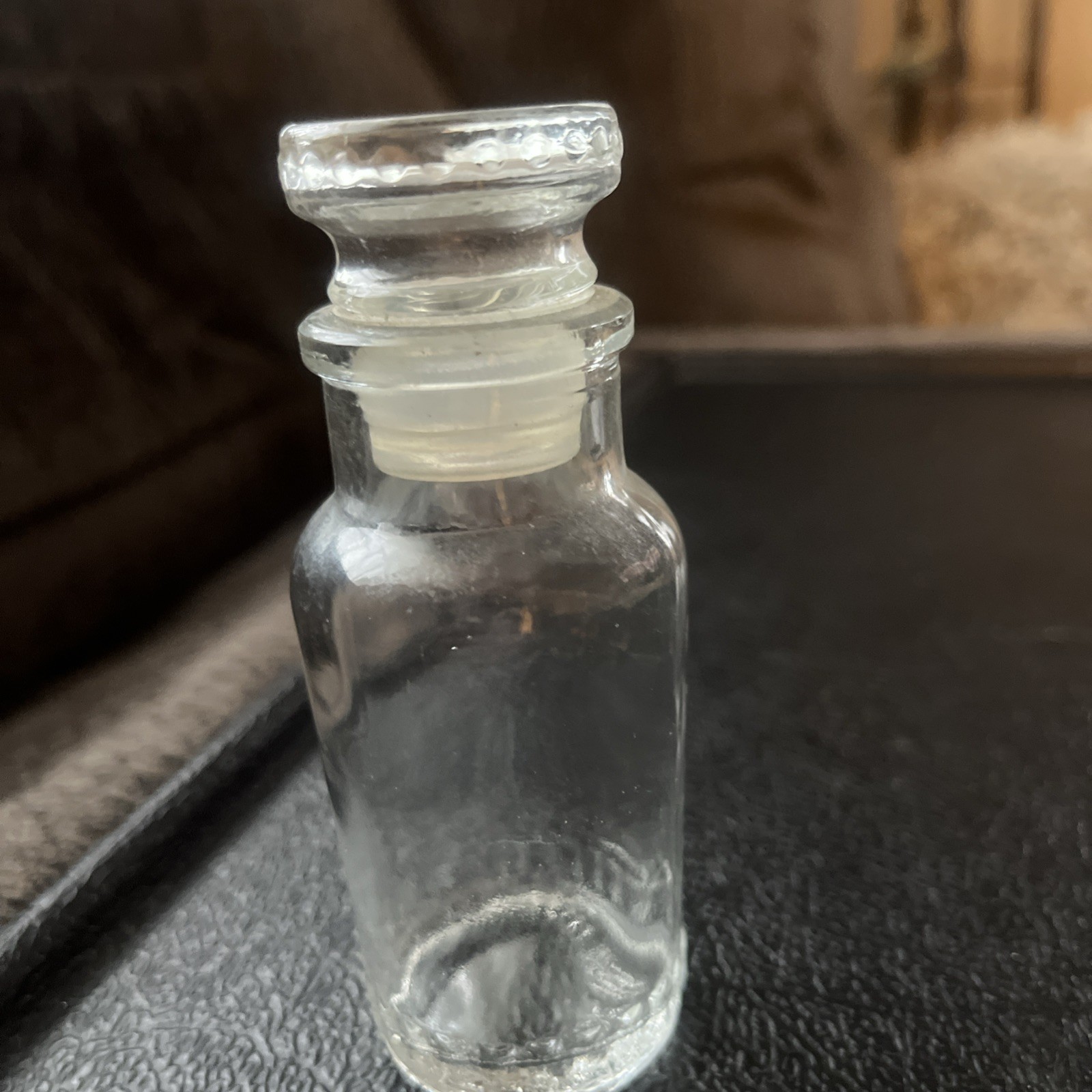 Vintage Japanese Pharmaceutical Apothecary Glass Bottles Ground Neck And Lid
