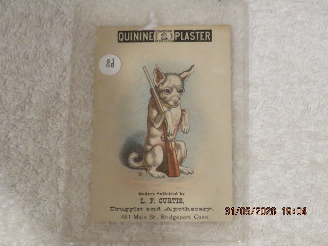 1886 Pharmacy Quinine Plaster Card & Vintage Reading Glasses