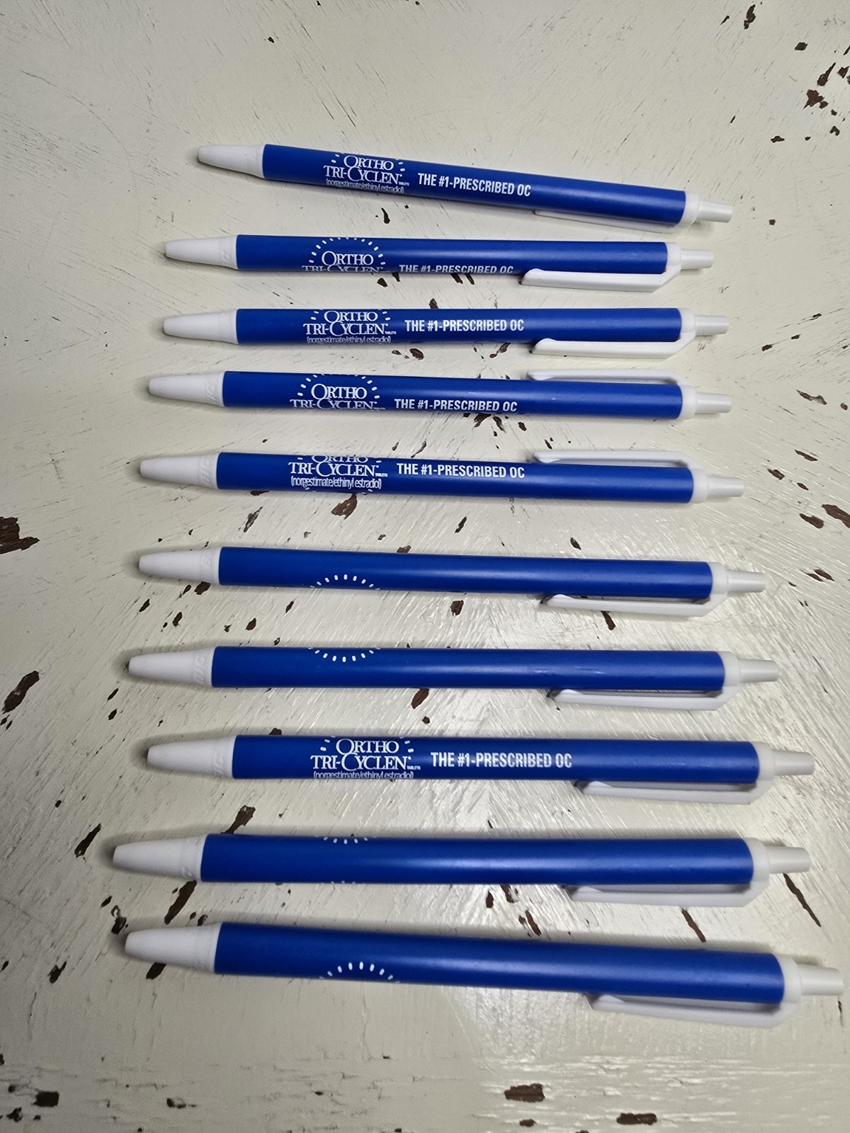 Pharmaceutical Drug Rep Pen Lot Of 10 Ortho Tri-Cyclen Geodon Pepcid Plavix