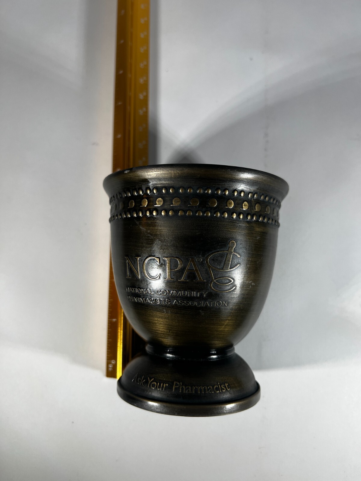 Mortar Vintage Bronze Brass Metal Pharmacopoeia no pestle 4″ Height