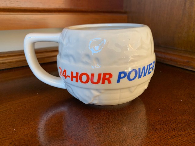 Drug Rep “Globe Shaped” Isoptin-SR coffee cup. 24-Hour Power! New never used