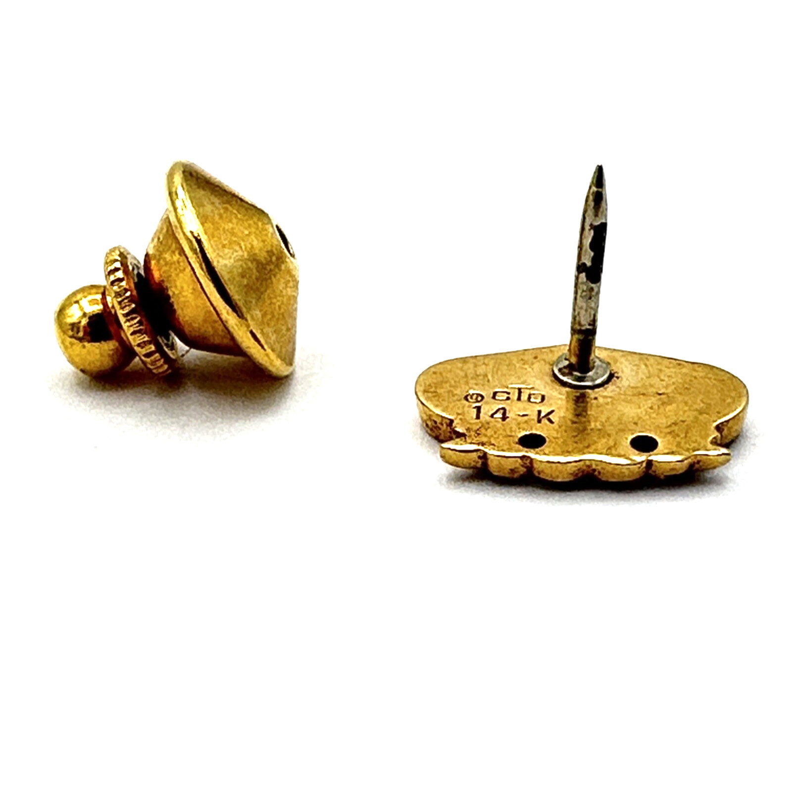 MERCK MSD lapel pin or tie tack – 14K yellow gold w/ 2 diamonds OC Tanner pharma