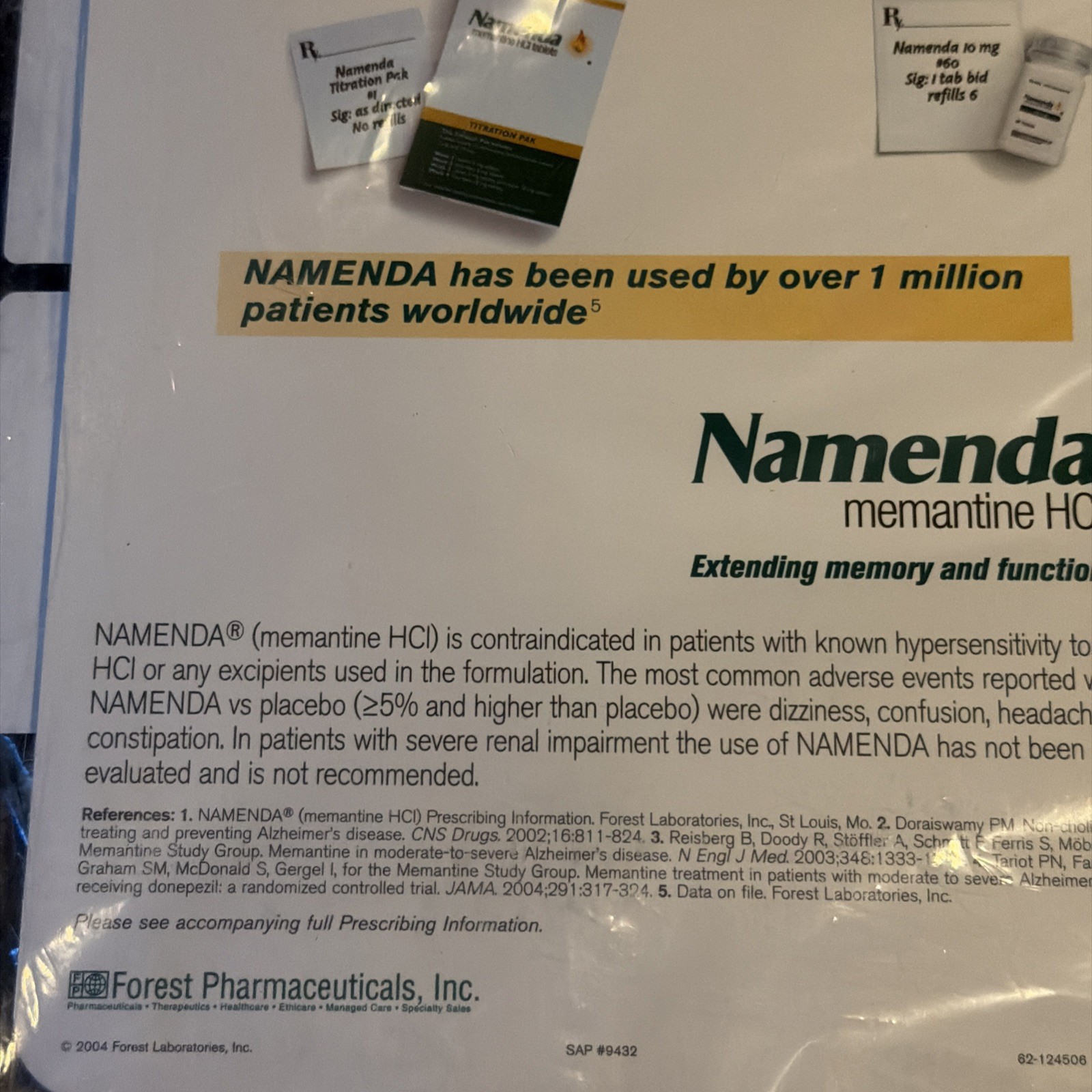 Namenda Pharmaceutical Clipboard Drug Rep Promo 2000s