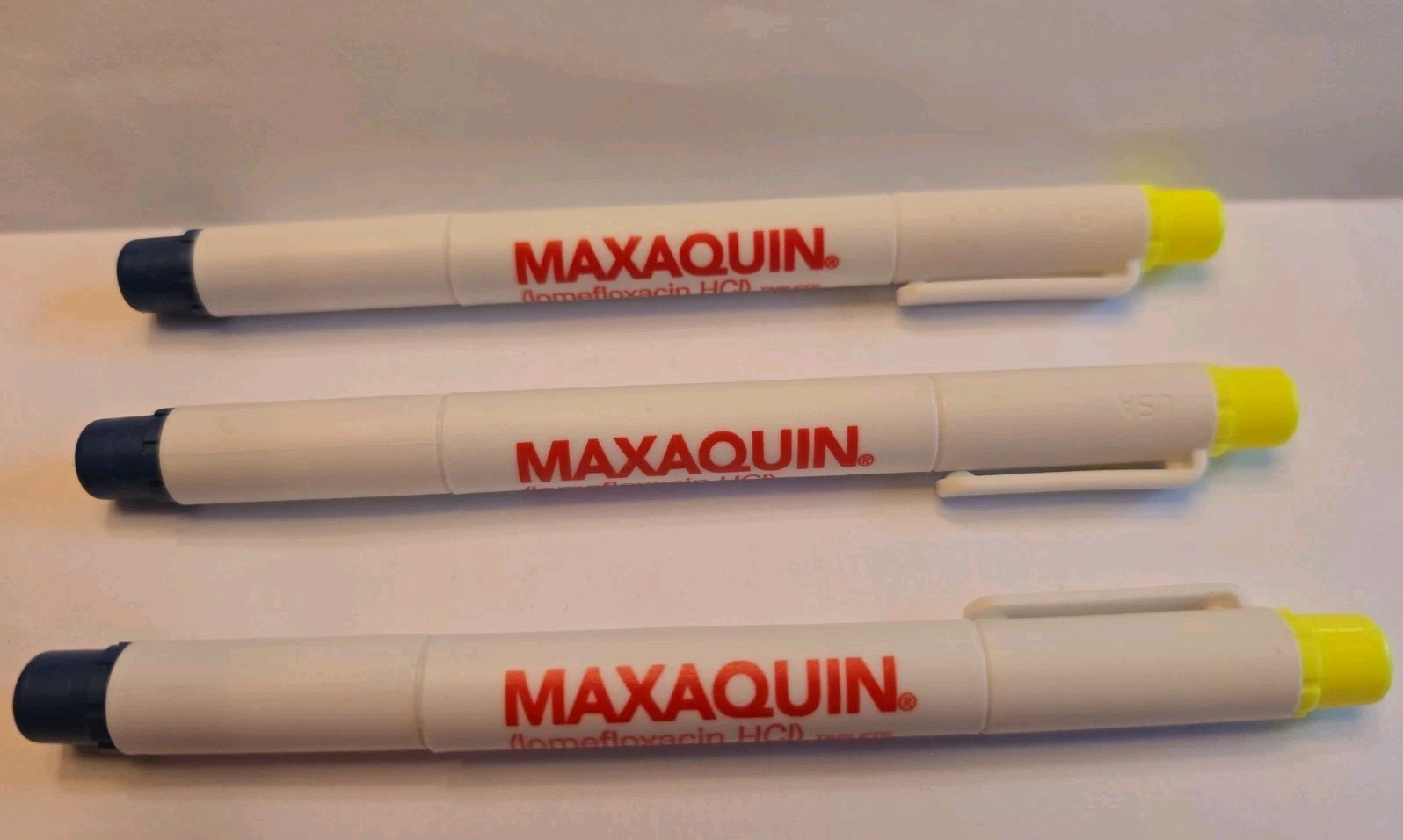 MAXAQUIN Ink / Highlighter Pens Set of 3 – Pharmaceutical Drug Rep Vintage Rare