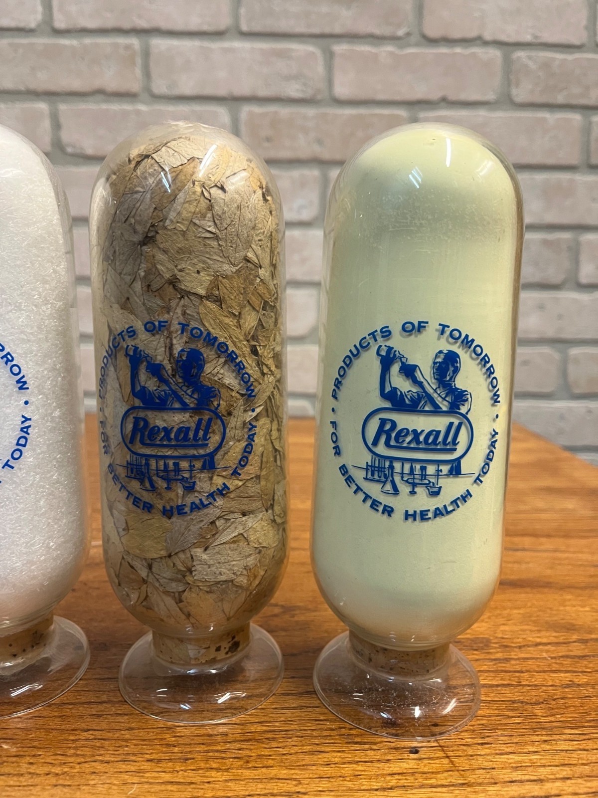Vintage Rexall Drug Store Apothecary Show Globe Pharmacy Bottle Set (3) Display
