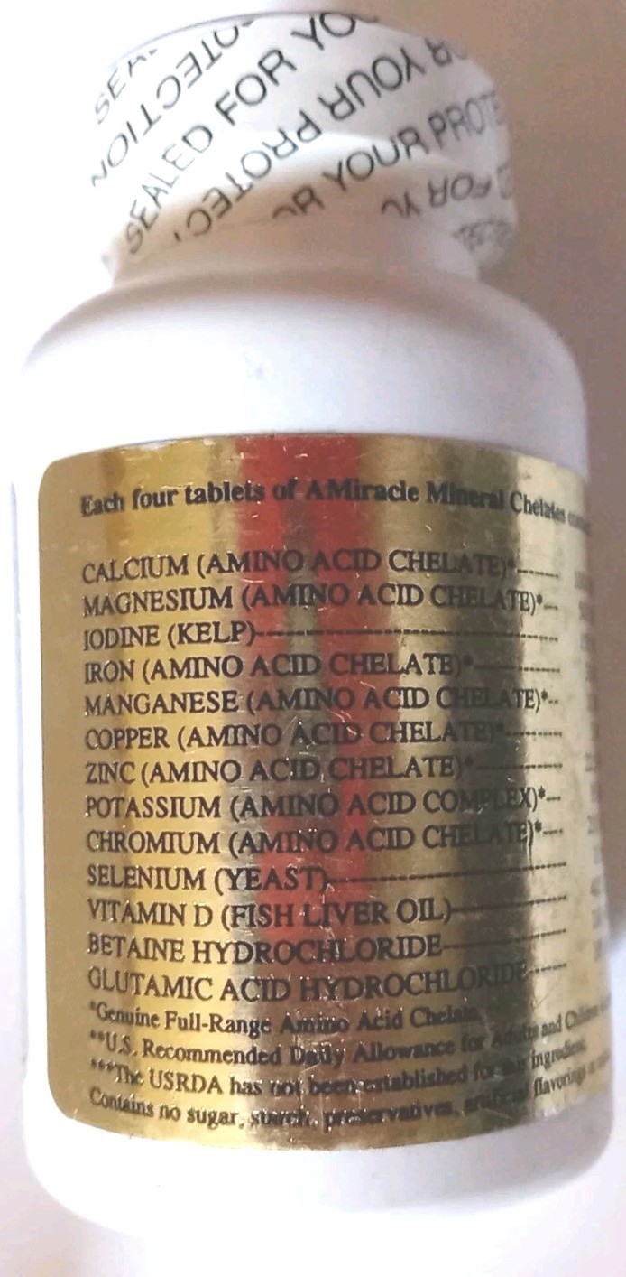 Vintage Amiracle Mineral Chelates • Herbal Supplement • Sealed Retro Bottle