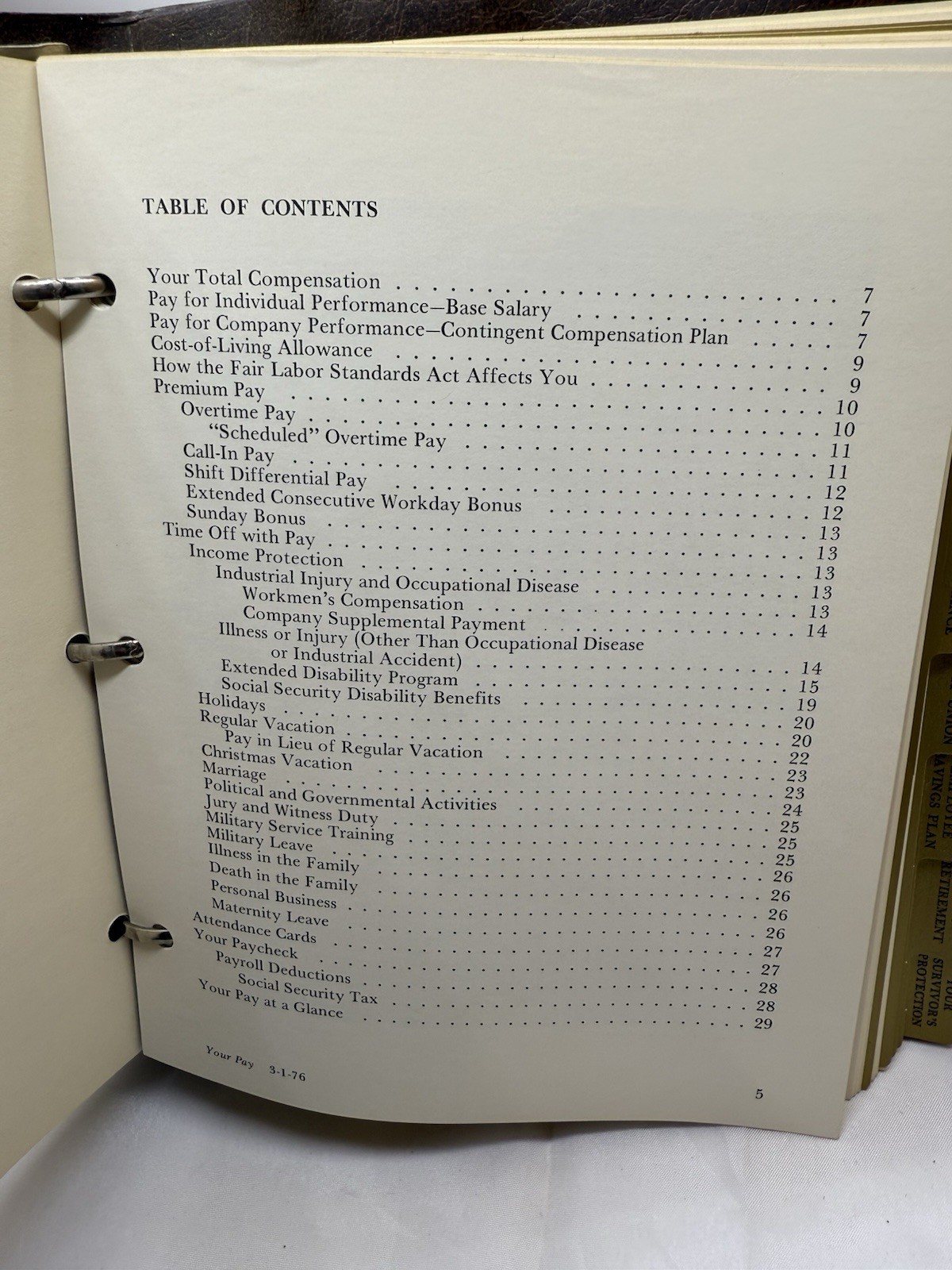 1976 Eli Lilly Employee Information binder – pay, insurance, credit union info