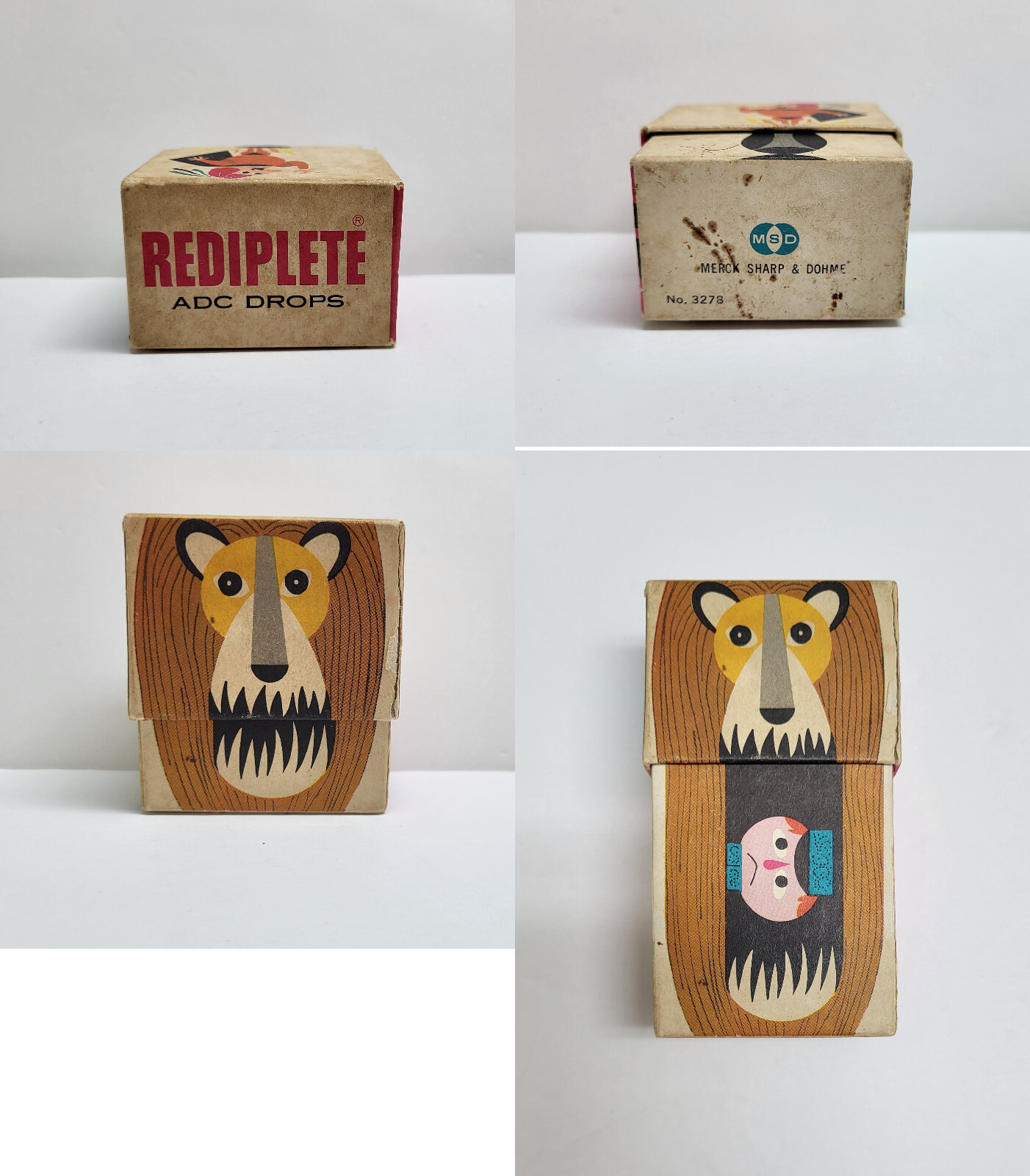 Vintage 1960’s Merck, Sharp & Dohme Circus Theme Rediplete Pediatric Vitamin Box