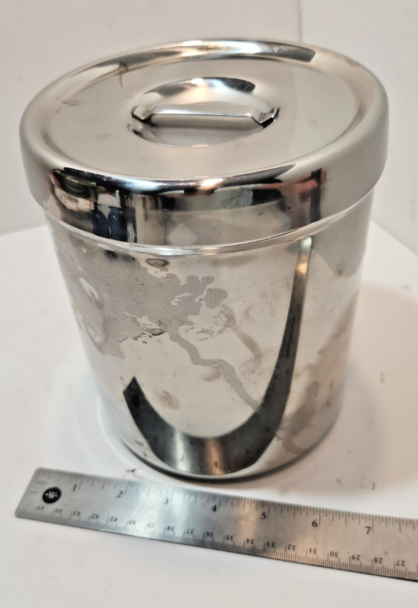 Vtg Stainless Steel Canisters W/ Medical Lid – Set of 2 Vollrath 8802 Polar 3J