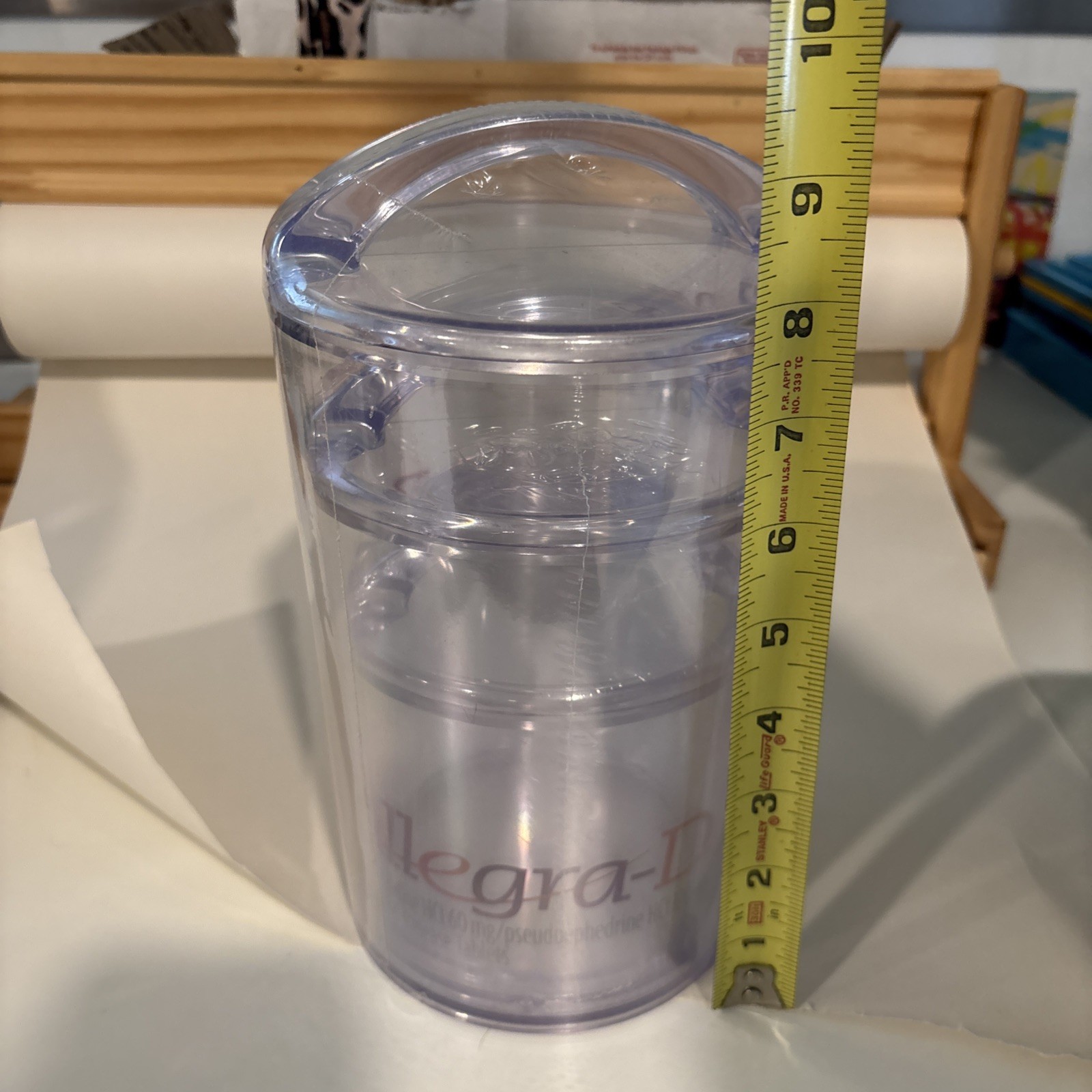 DRUG REP RARE ALLEGRA-D CLEAR PLASTIC/ACRYLIC CANISTER set of 3 pharmaceutical