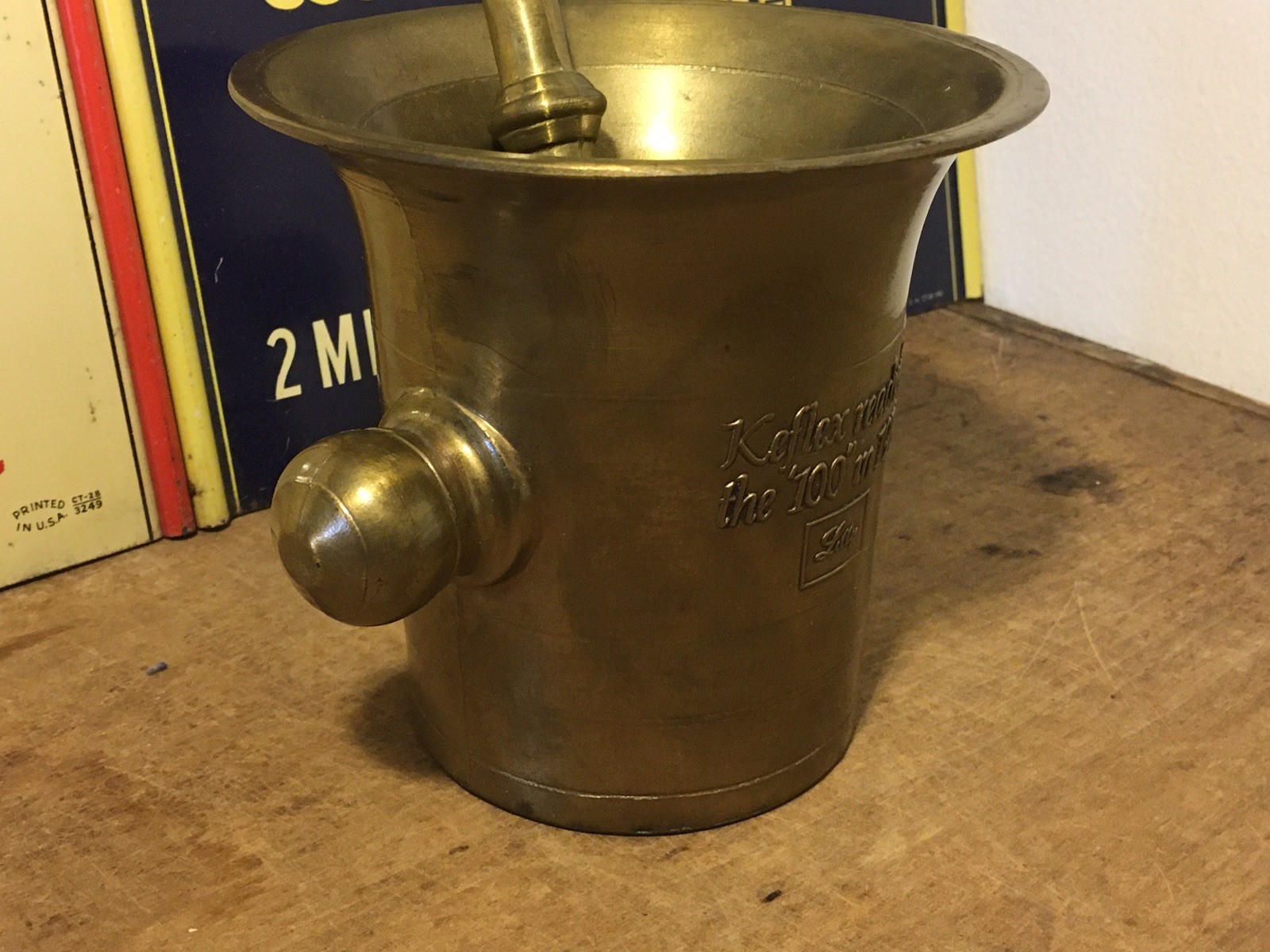 Vintage 1978 Eli Lilly Keflex “100” Brass Mortar & Pestle