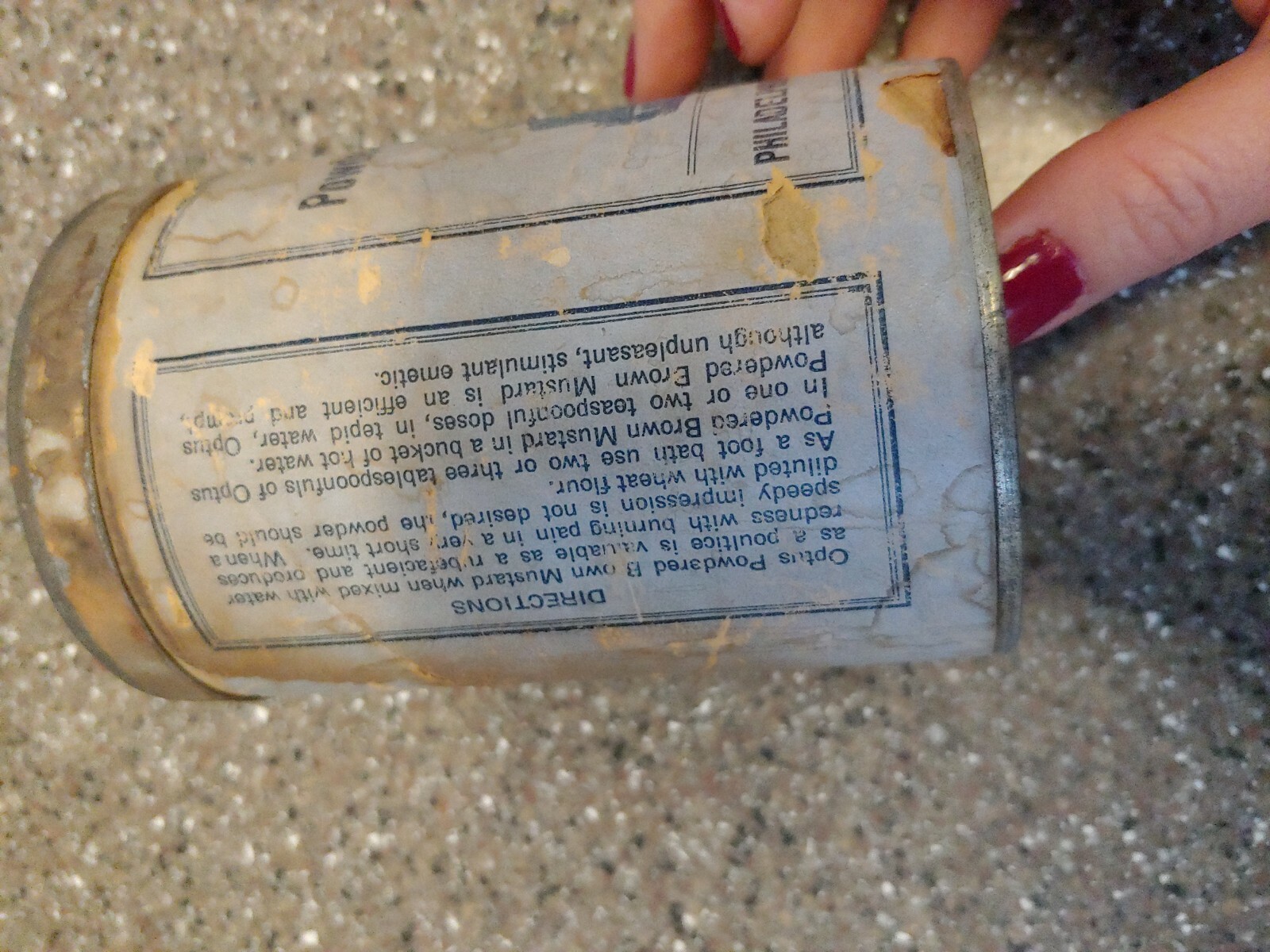 Vintage Medicine Container Optus Powdered Brown Mustard 8oz Empty Can