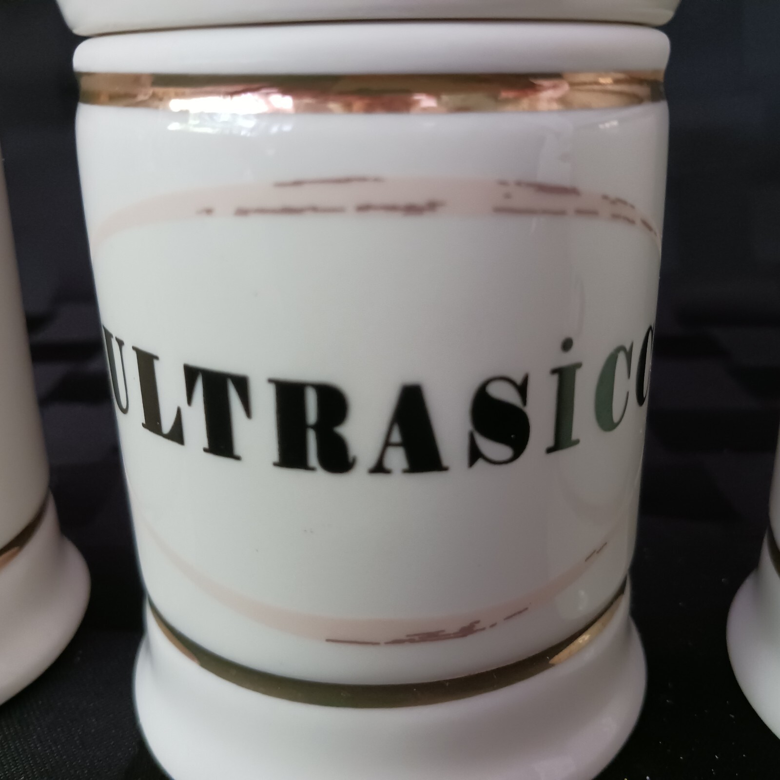 Vintage Style Porcelain European Script Apothecary Jar Set/3