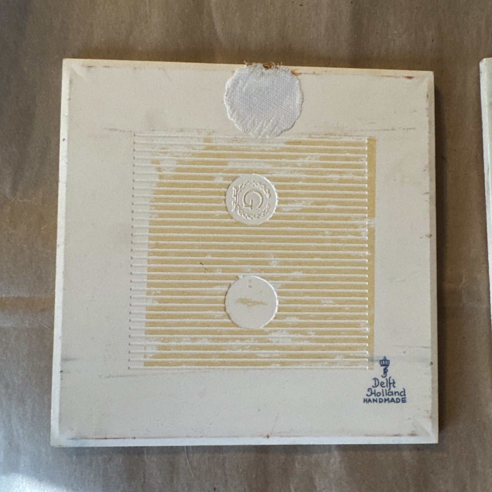 Lot of 2 Vintage Handmade Delft Holland Pharmacy 6×6 Tiles Apothecary Blue White
