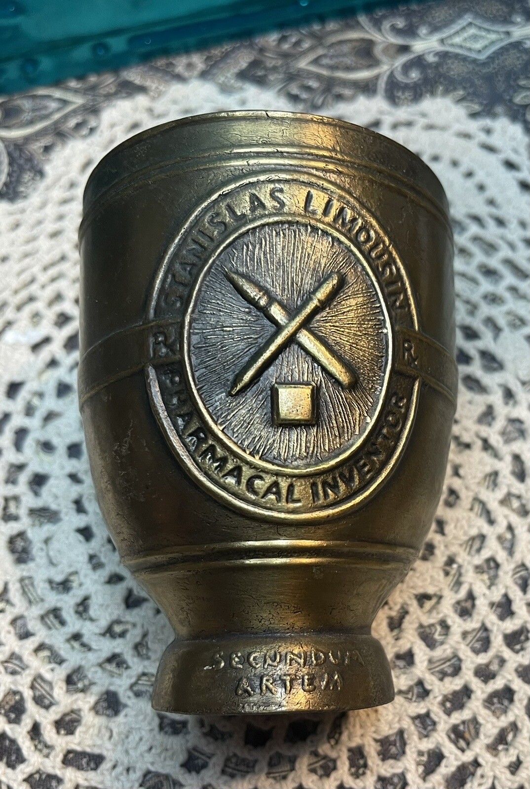 Vintage Anniversary Mortar And Pestle- Aged