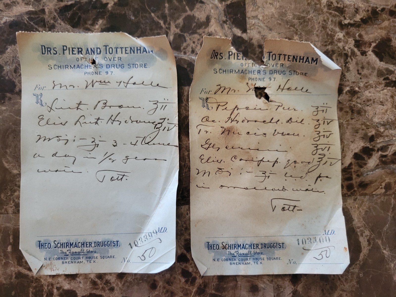 File box & 101 antique prescriptions (1913) – Codeine, Anodyne, Poisons
