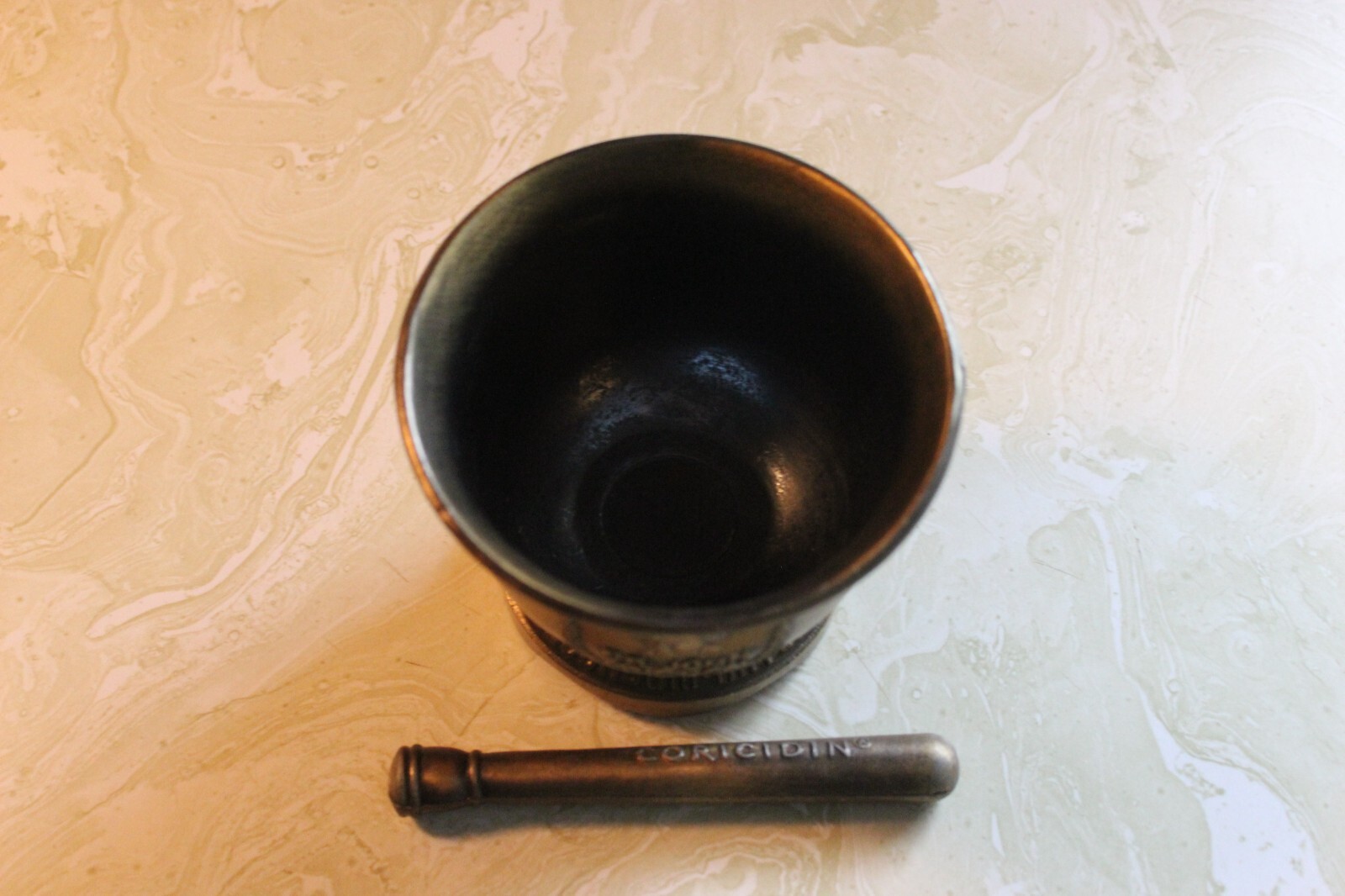 Vintage Bronze Mortar & Pestle Apothecary Chemist Pharmacy Dr. John Morgan
