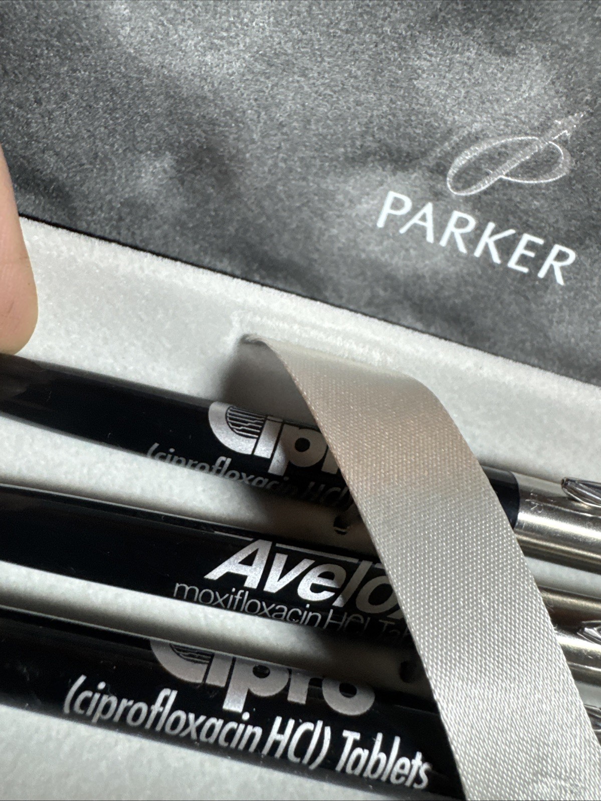 Parker Bayer Pharmaceutical Drug Rep Pen Set Avelox Cipro Advertising 3 Pc