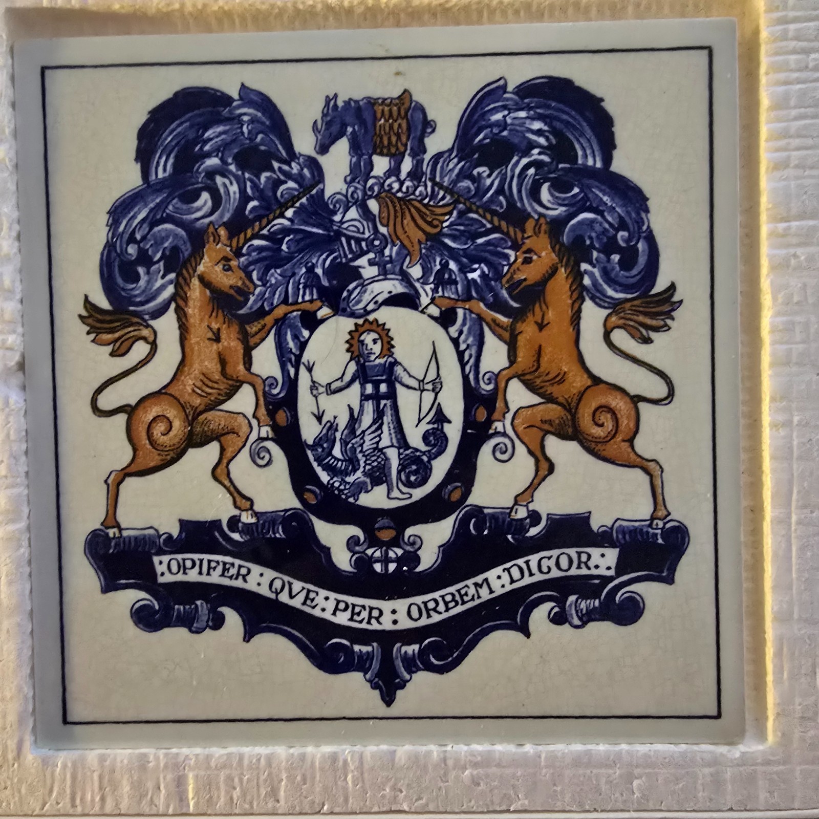 9x Vintage 1980s Delft Holland Burroughs Welcome Apothecary Crest Tiles, 6″ x 6″