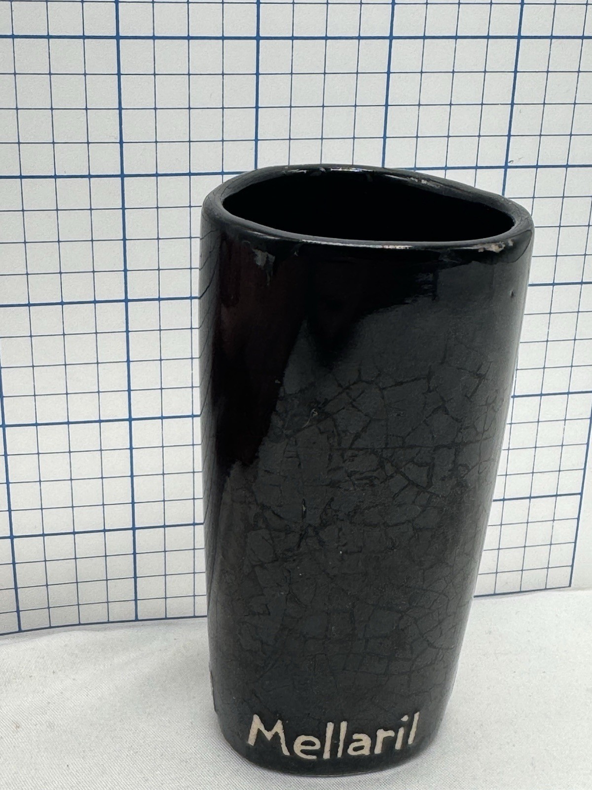 VTG Mellaril Cup Pen Holder Psychiatric Drug Pharmaceutical Black Pottery Desk