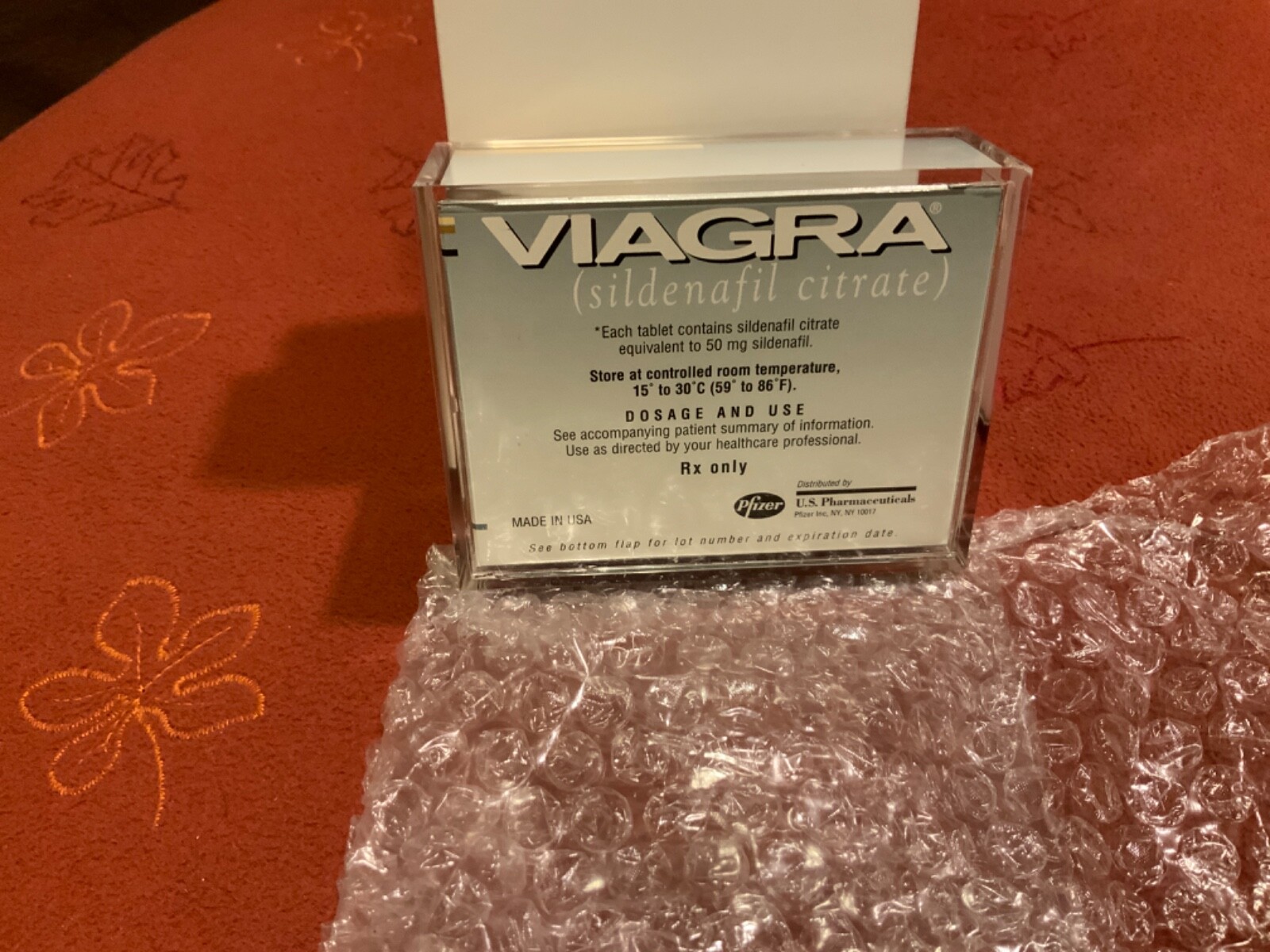 NIB Vintage Viagra Paperweight in Original Box Gag Gift Pfizer Drug Rep Promo