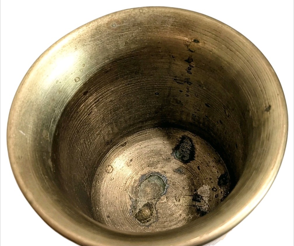 Apothecary 5.3lb Brass Mortar and Pestle 6″x4.75″ Chalice Goblet Form Vintage