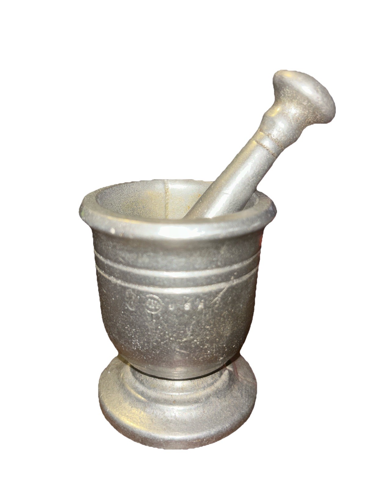 Vintage Wilton Armetale Mortar and Pestle Set Stamped RWP USA Apothecary