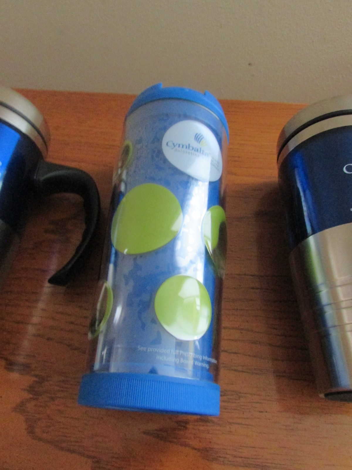 Drug Rep Pharma Lot 3 Cymbalta Tumbler Travel Mug Cups