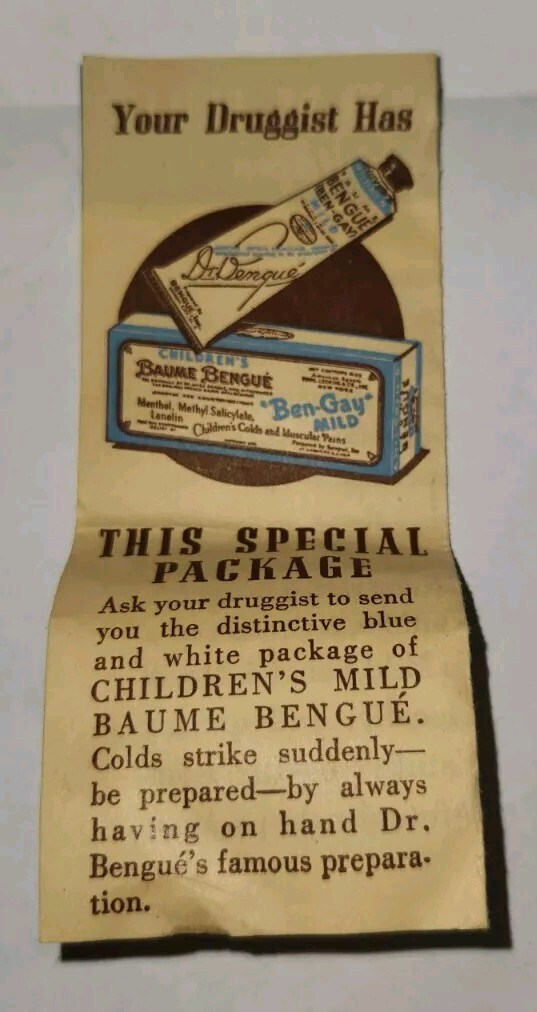 Vintage Baume Bengue “Ben-Gay” Tube in Original Box With Paperwork 1930s
