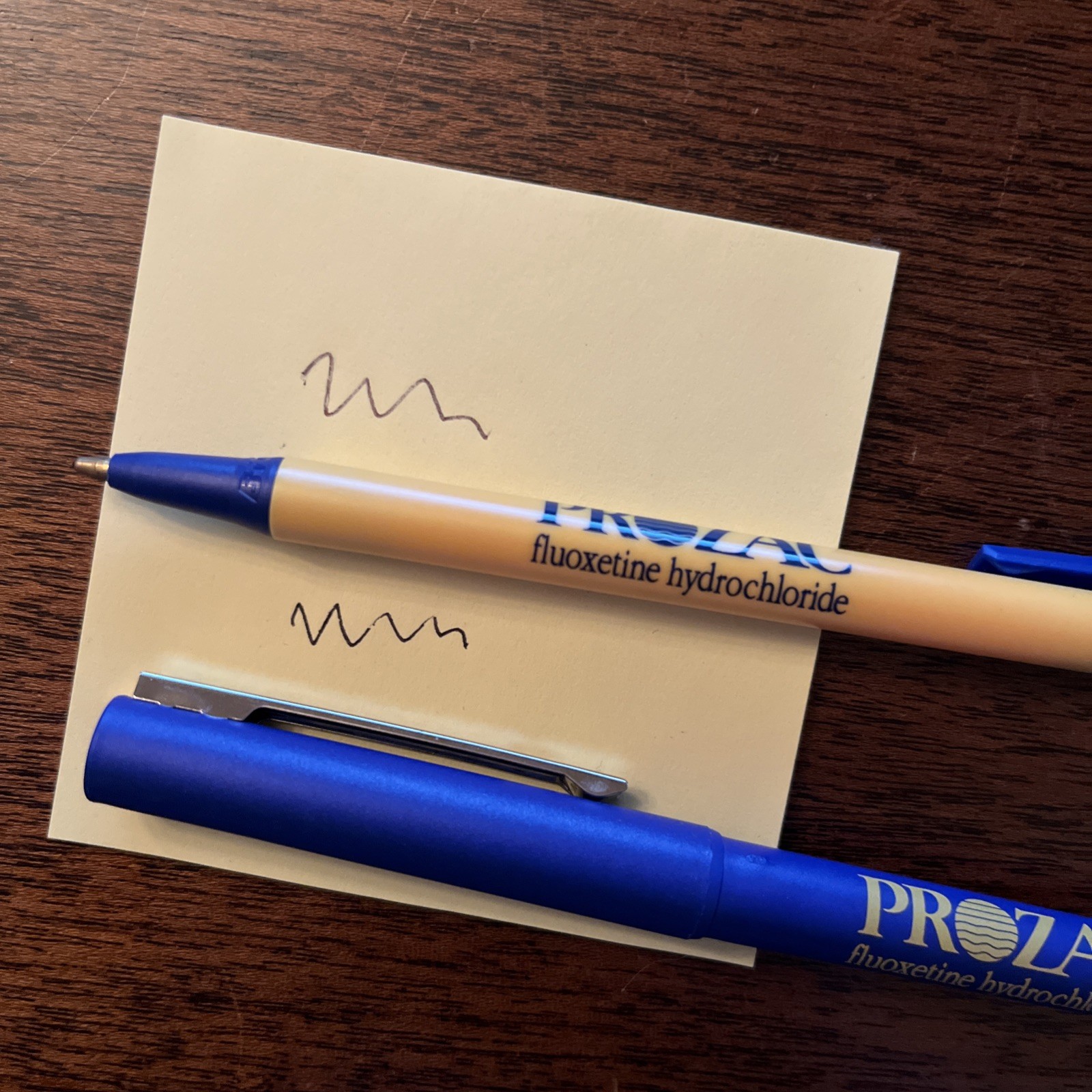Lot of 2 PROZAC Medical Drug Rep Pharmaceutical Pens Bic Working Advertising