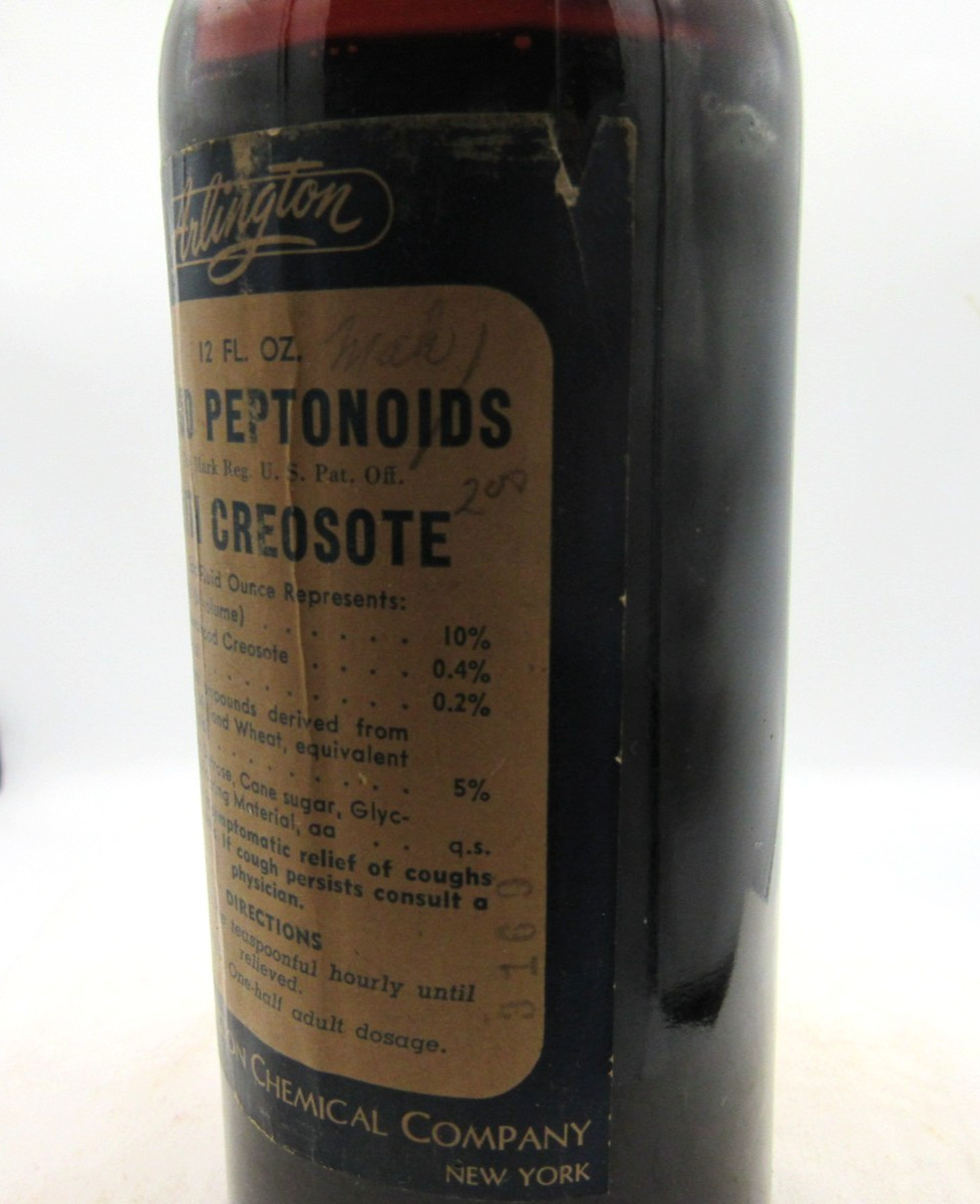 MM – 1940’s Arlington Chemical Co Yonkers NY Liquid Pepto 7 3/4″ Medicine bottle