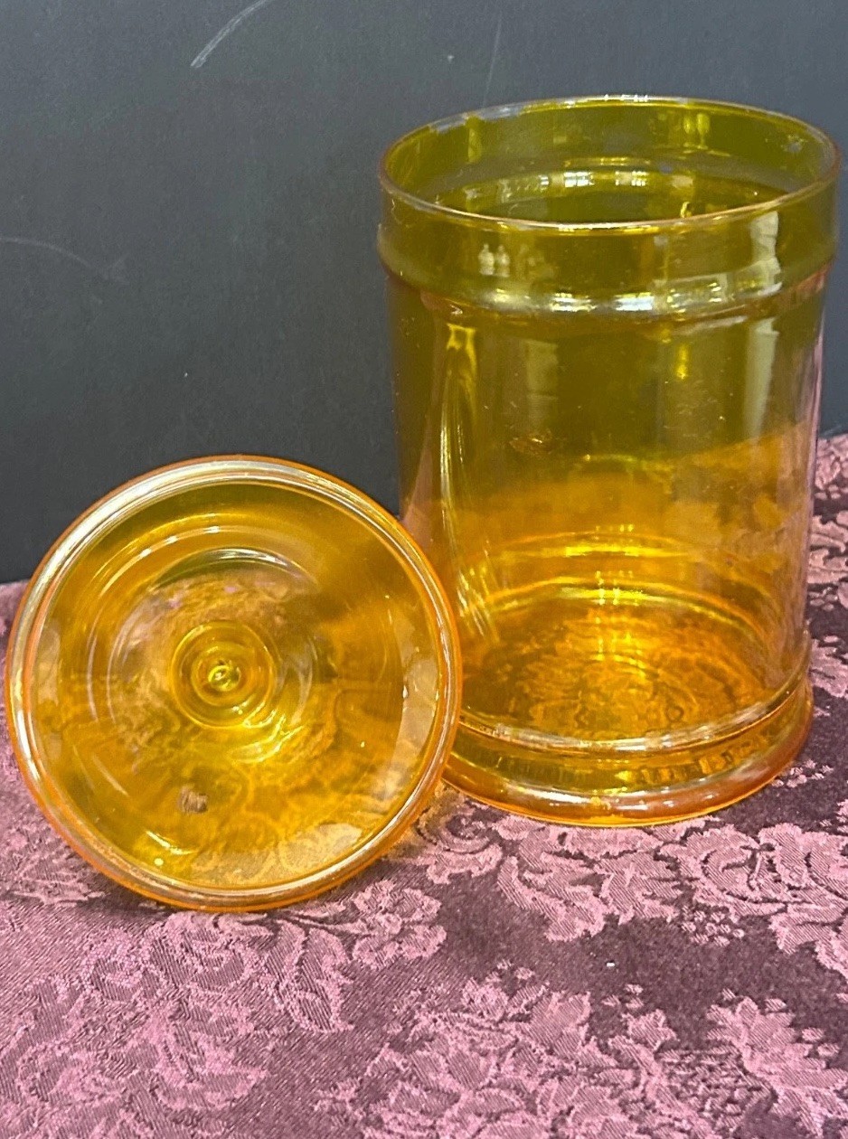 Apothecary jar Yellow Glass 6.5″ Candy Container EUC
