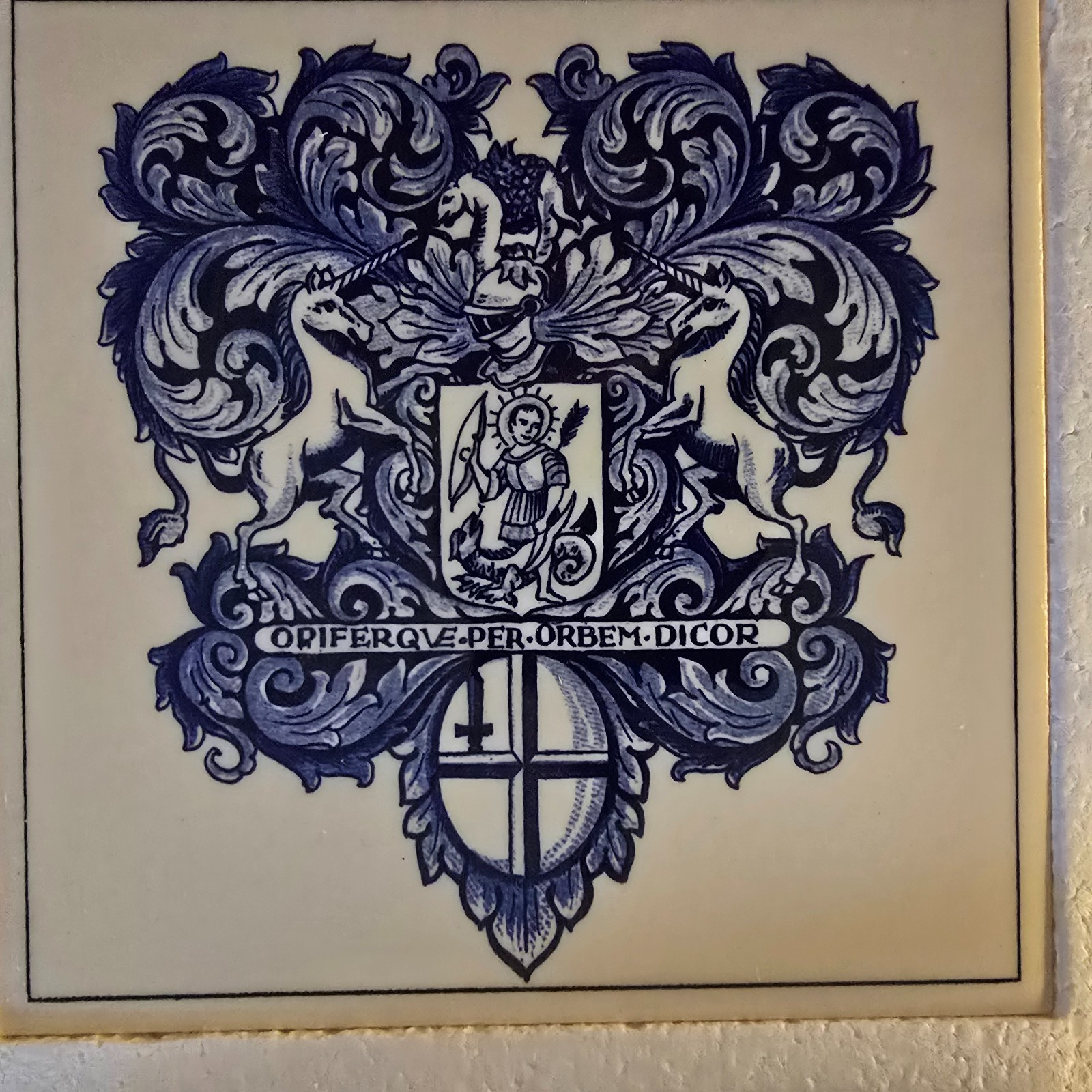 9x Vintage 1980s Delft Holland Burroughs Welcome Apothecary Crest Tiles, 6″ x 6″
