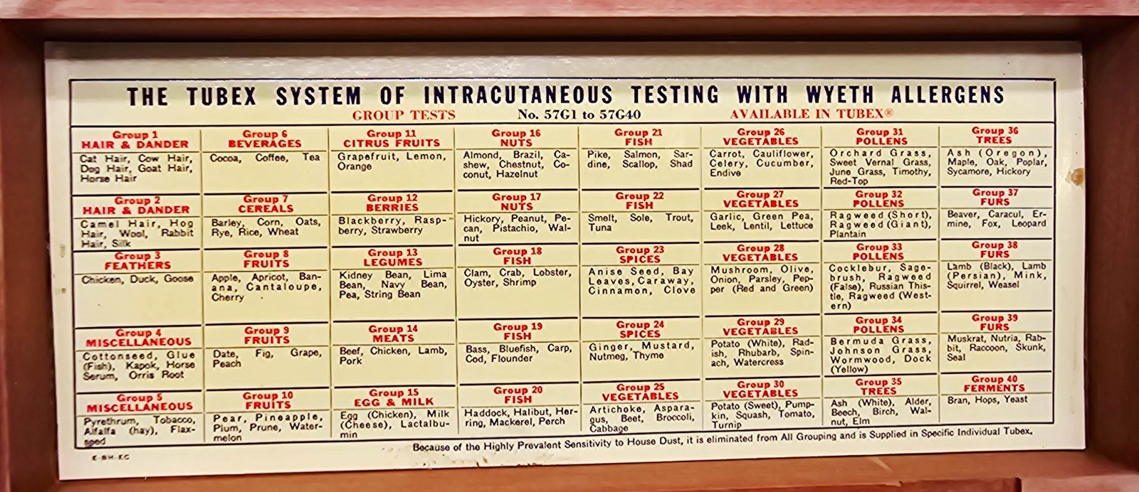 Wyeth Allergy Test Kit Vintage Extracts 1955 Intracutaneous Wood Box + 44 Vials