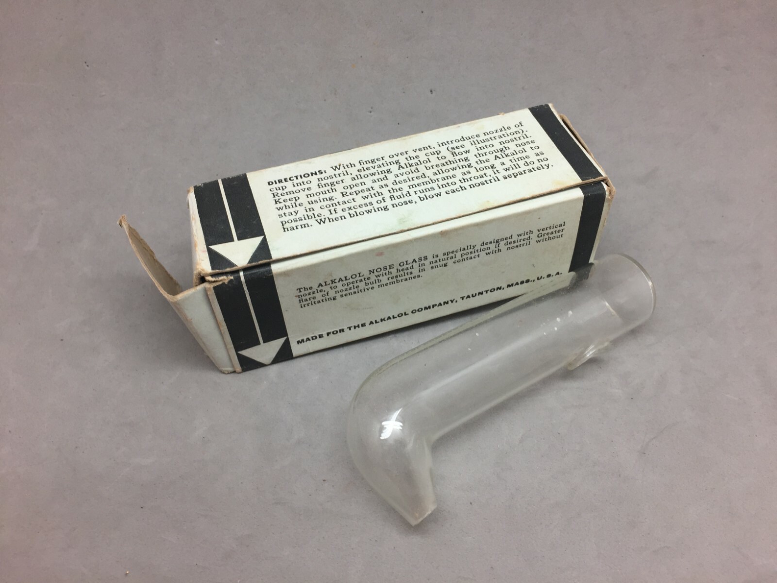 Ackalol Taunton Mass. Nose Hygiene Glass Cleaner Original Box Vintage Cure Tool