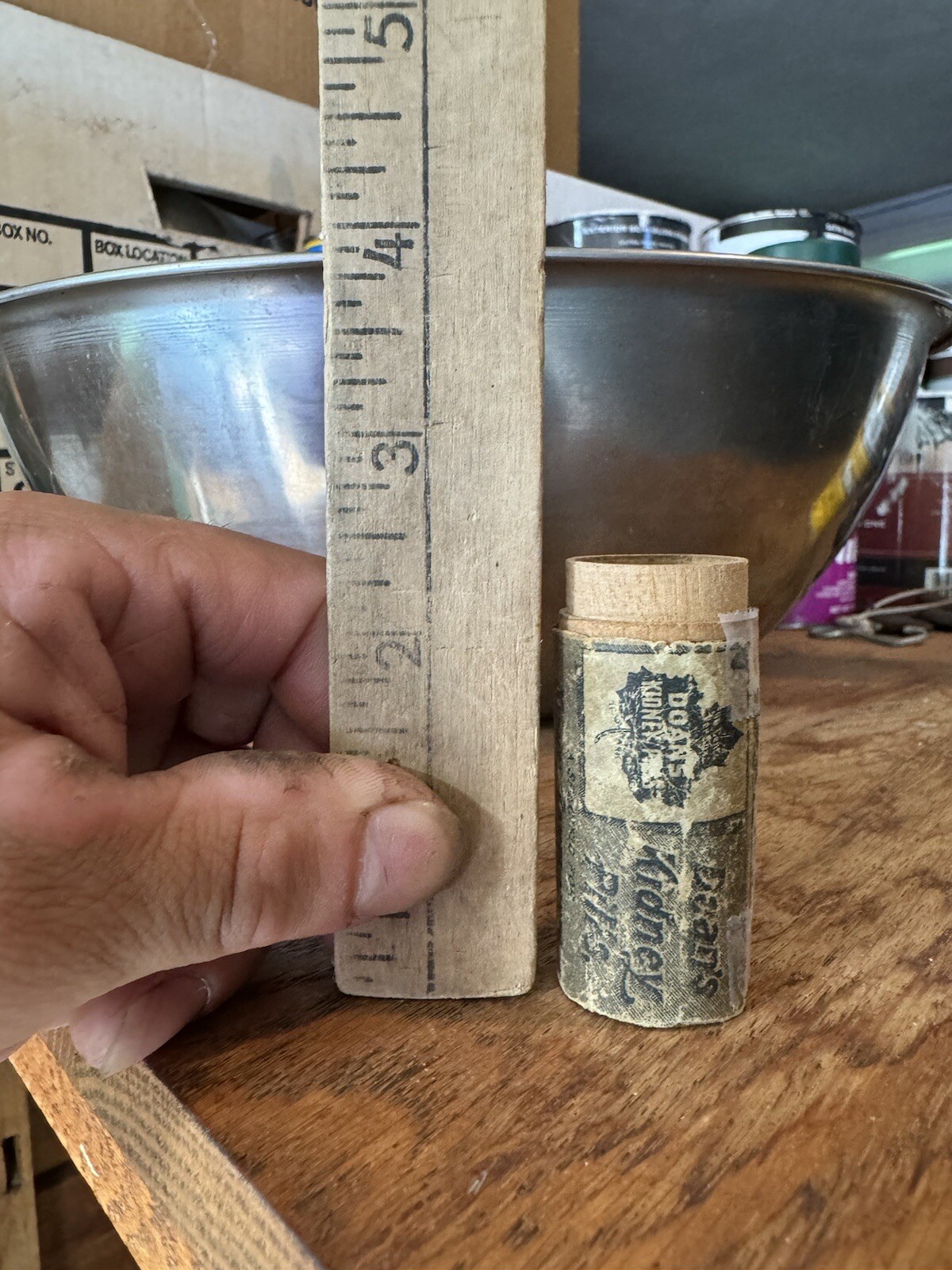 Antique Doan’s Kidney Pills Medical Advertising Labeled Wooden Tube Buffalo NY