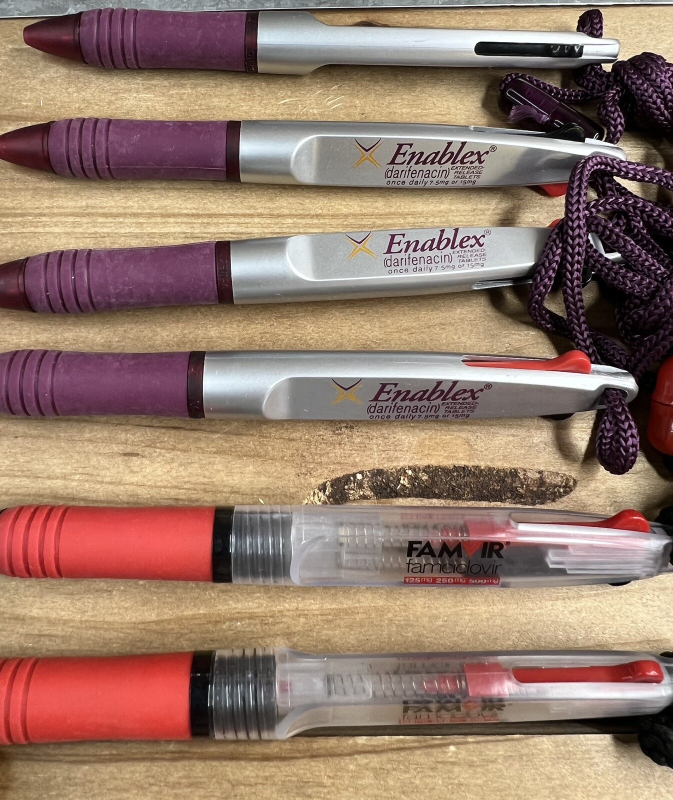 10 Rare Pharmaceutical Drug Rep Pens Lanyards Fosamax Enablex Famvir Zoloft LOOK