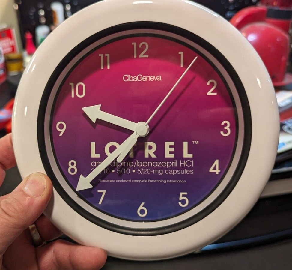 Pharmaceutical Rep Clock LOTREL Combo BP Drug CibiGeneva NEW unused