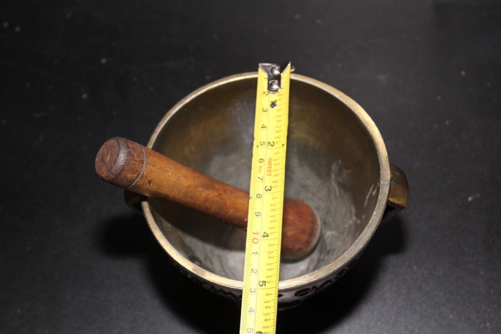 Vintage Brass Mortar Wood Pestle Secundum Artem Pharmacy Class 1969 Schering RX
