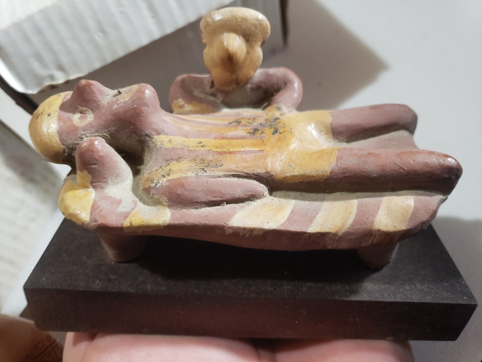 2 Pottery Mayan Figure Schering Pharmaceutical Figures Advertising 1960s w/Box