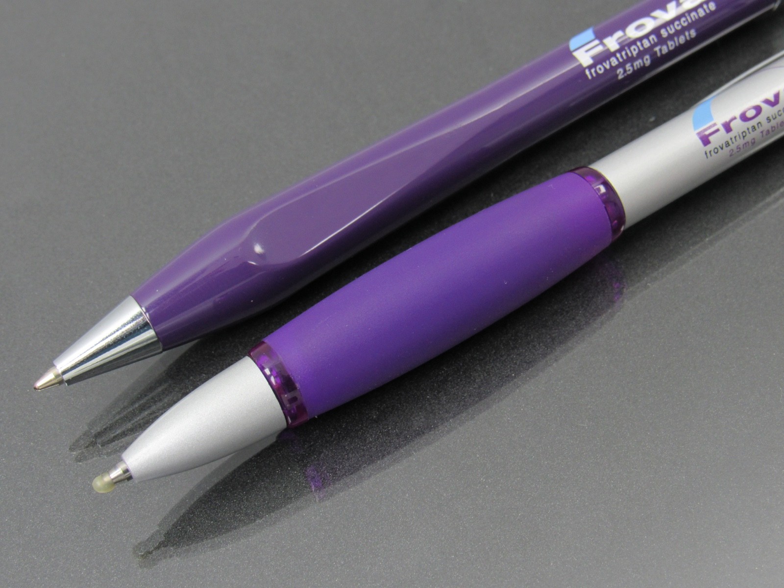 Purple FROVA Heavy Metal PENS Drug Rep Pharmaceutical Promo Advertising Lot of 2