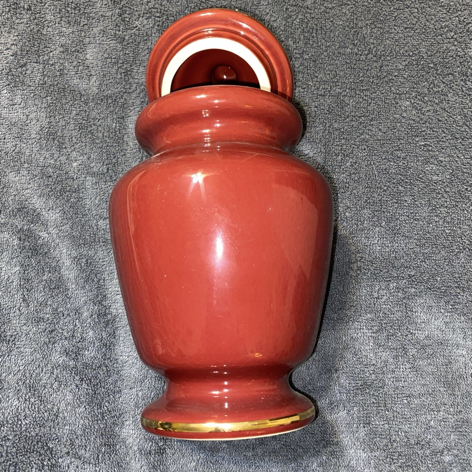 “ Lactucarium” Apothecary Jar- Burgundy w/ Gold Trim 8.5”