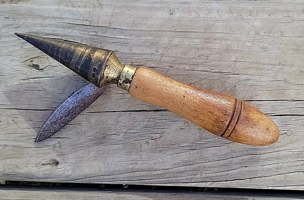 Vtg Cork Borer Sharpener Brass Cone Knife Pharma. Bottle Wine Possibly Antique
